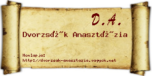 Dvorzsák Anasztázia névjegykártya